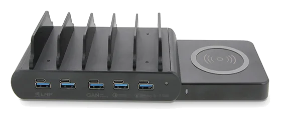 LMP DuoCharge 5+1 Port mit Qi2 Ladepad 150W – Schwarz