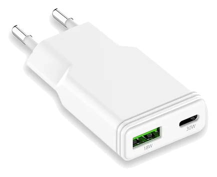 LMP 30W USB-A & USB-C Dual Power Adapter Ultra Slim – Weiss